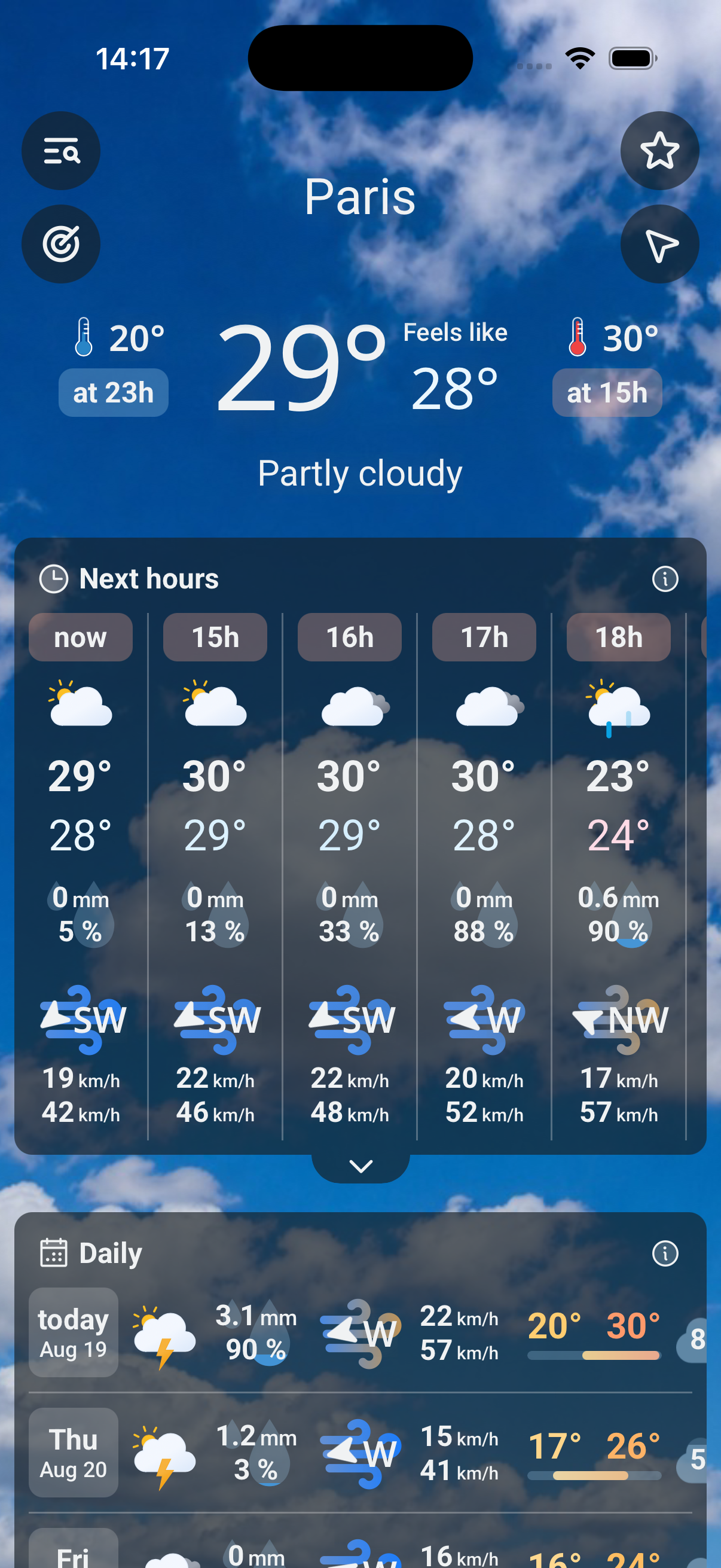 MeteAir app — current weather in Paris