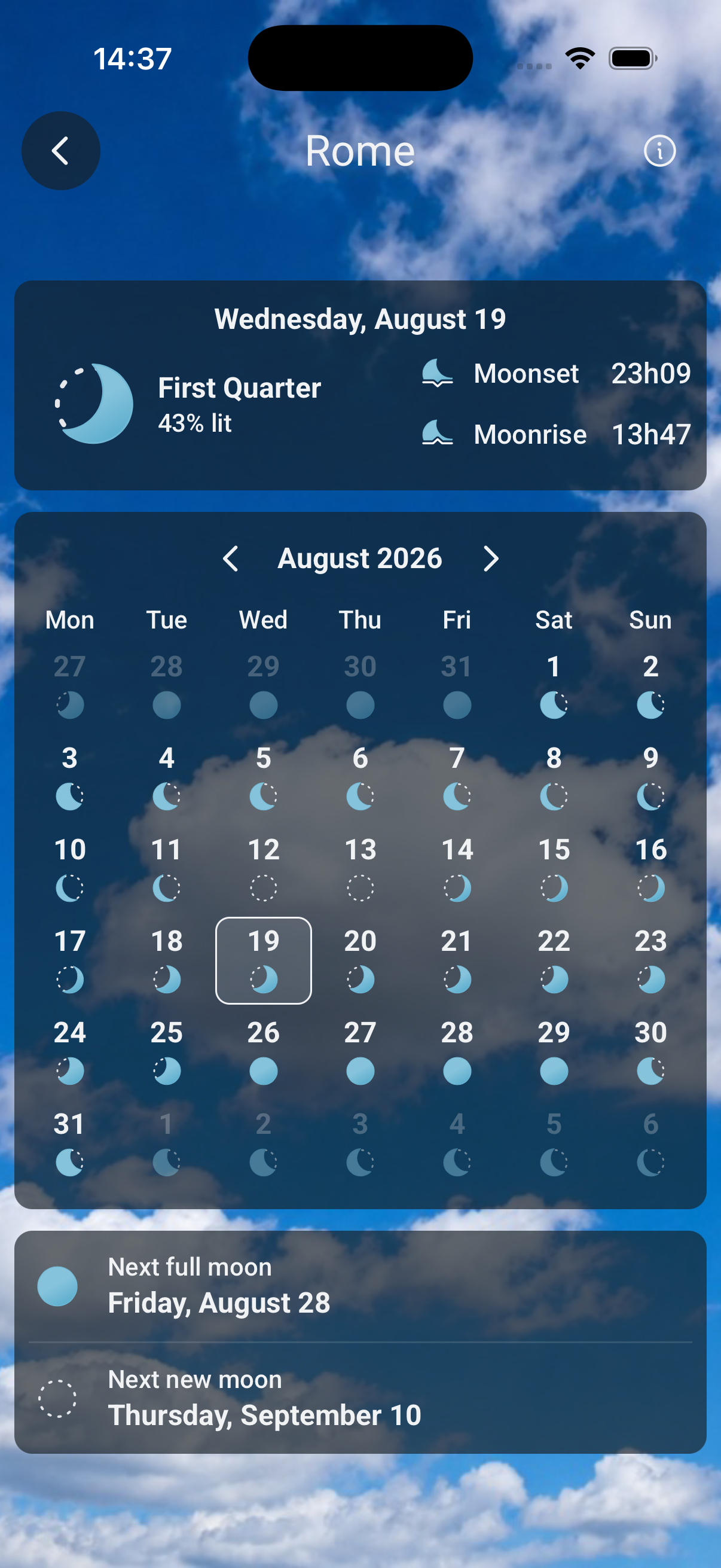 MeteAir — sun and moon details